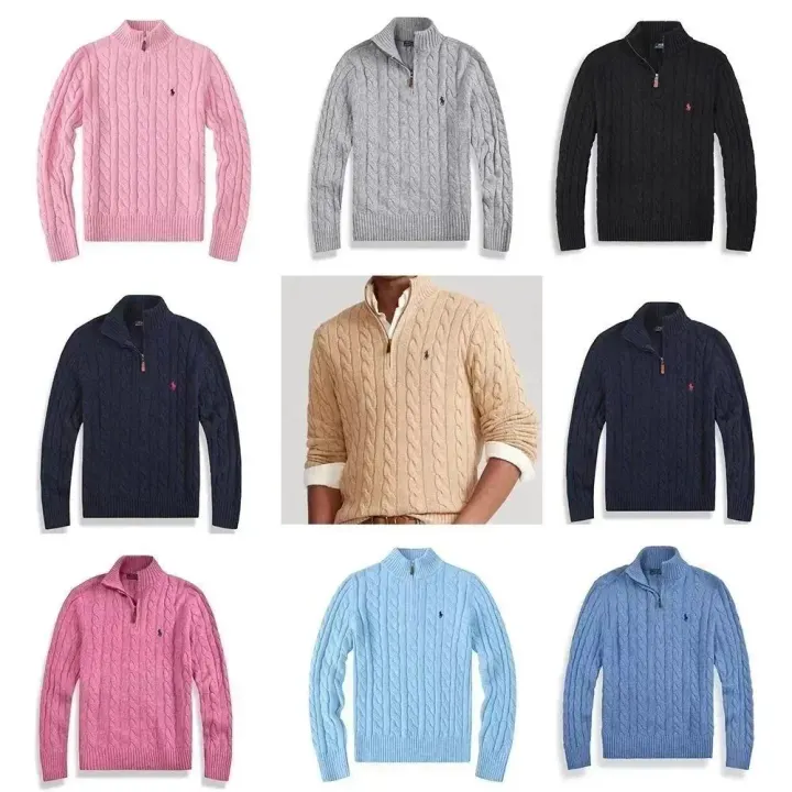 Ralph Lauren Cable Knit Quarter-Zip Turtleneck Sweater