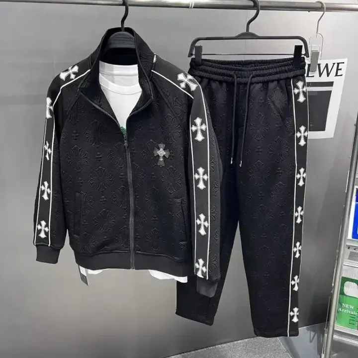 Chrome Hearts Black Embossed Cross Tracksuit Set