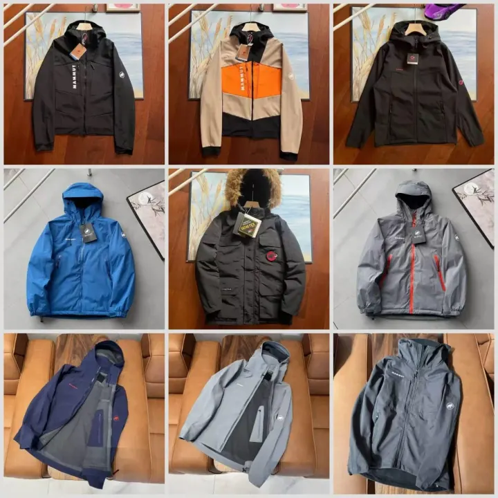 Mammut Hooded Jacket in Black, Blue, Gray, and Colorblock