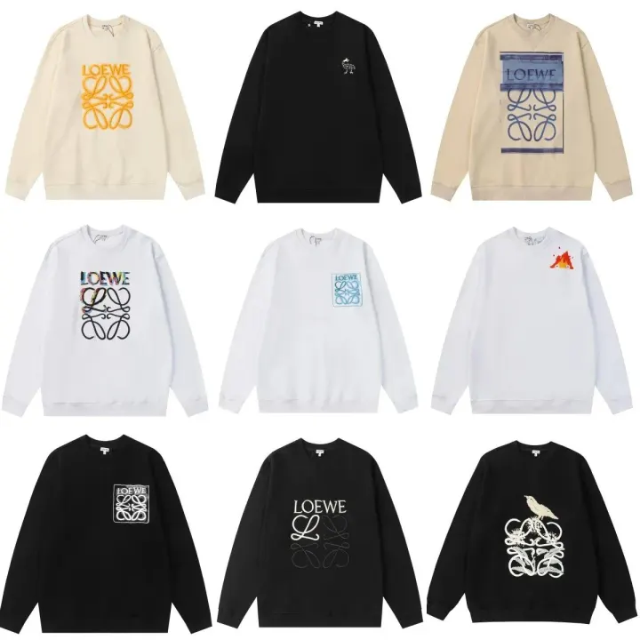 Loewe Graphic Crewneck Sweatshirt in Black, Cream & White