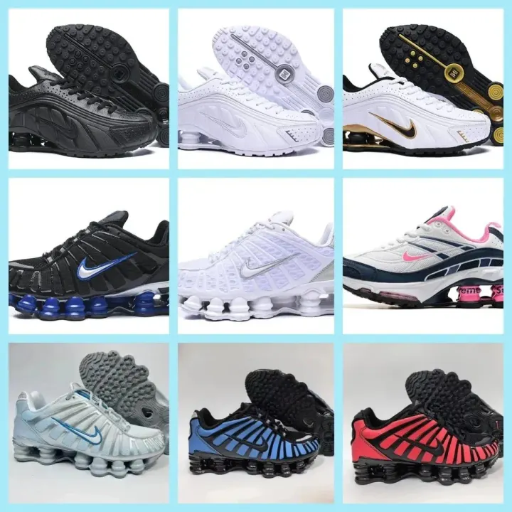 Nike Shox Cushioning Sneakers in Black, White and Gold