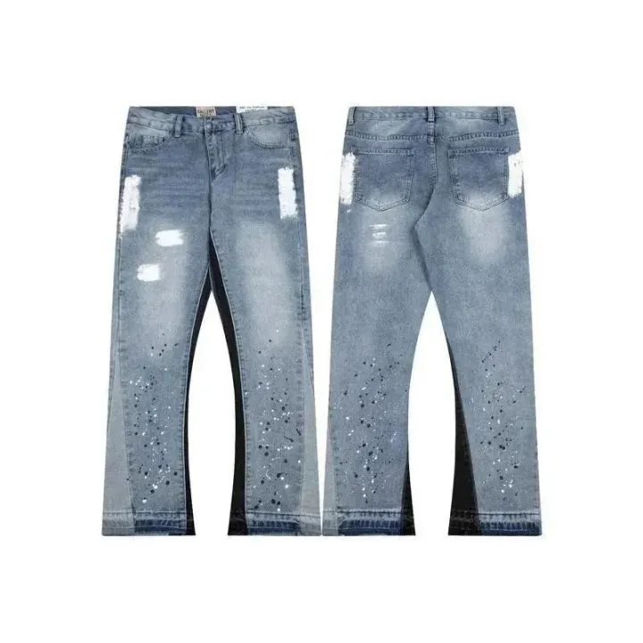 Gallery Dept. Blue Washed Paint Splatter Denim Jeans