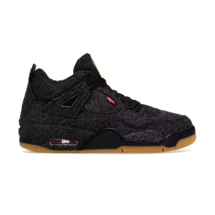 Jordan 4 Basketball Shoes in Black Denim Texture