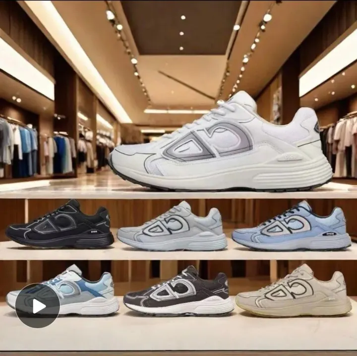 Dior Chunky Logo-Detail Sneakers in White and Grey