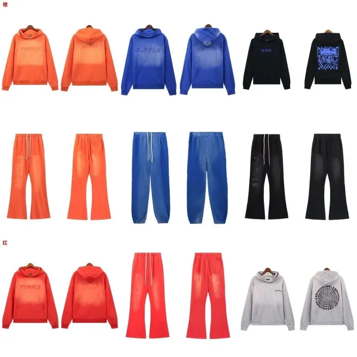 Purple Brand Multi-Color Washed Hoodie and Sweatpants Matching Set