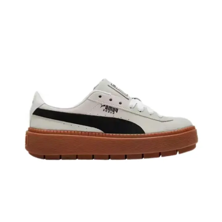 Puma Platform Sneakers in White, Black, and Gum Brown