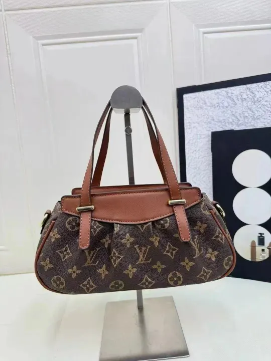 Braune Louis-Vuitton-Crossbody-Tasche mit Monogramm und Lederbesatz