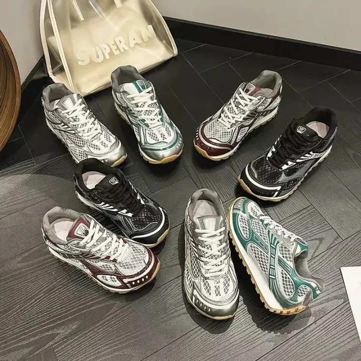Bottega Veneta Green and Silver Mesh Sneakers
