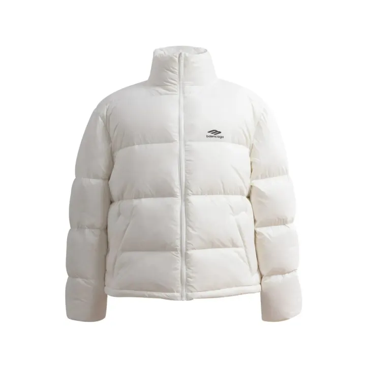Balenciaga Ivory Stand-Collar Puffer Jacket