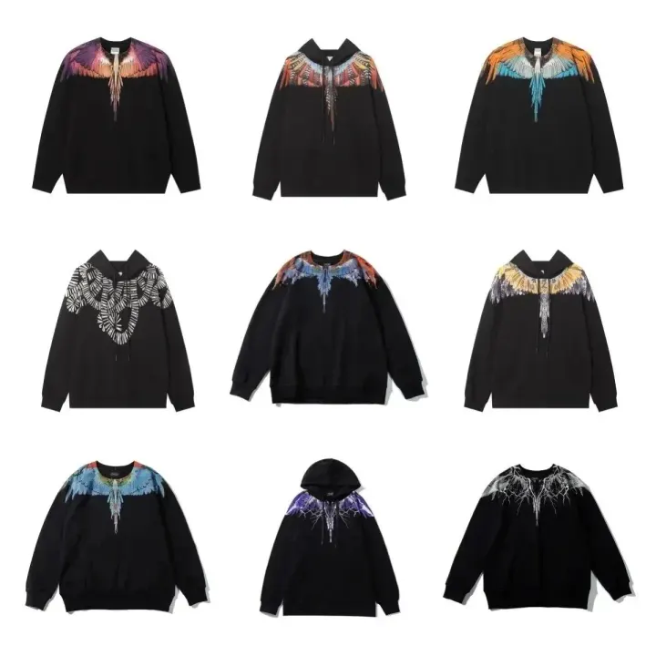 Marcelo Burlon Black Wings Print Hoodie