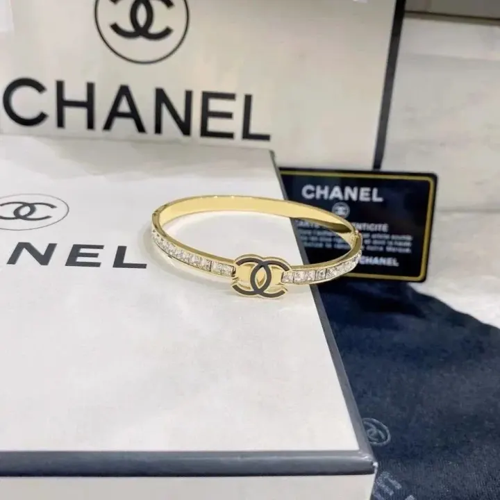Chanel Gold Crystal-Accent Bracelet