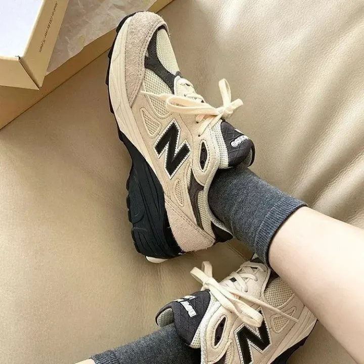 New Balance 990 Beige/Black Retro Running Shoes