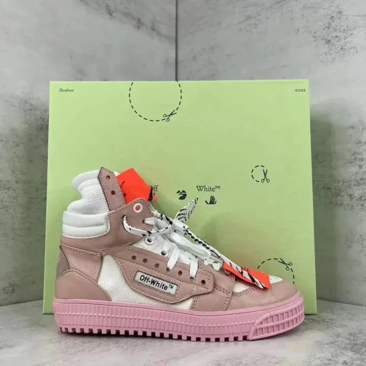 Off-White Pink High-Top Sneakers with Chunky Sole