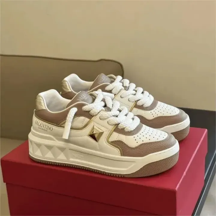 Valentino Cream and Taupe Chunky Sneakers