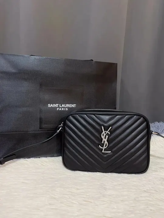 Saint Laurent Black Quilted YSL Logo Shoulder Bag