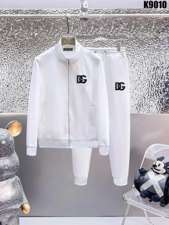 Dolce & Gabbana White Tracksuit Set with DG Logo