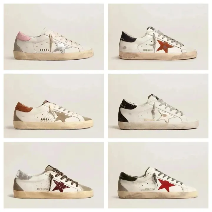 Golden Goose White Low-Top Sneakers with Distressed Star Detail
