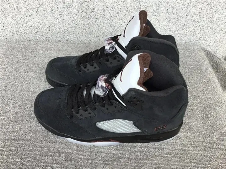 Jordan Black High-Top Sneakers with White Tongue and Brown Accents