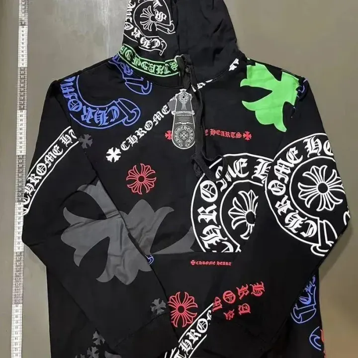 Chrome Hearts Black Graphic Print Pullover Hoodie