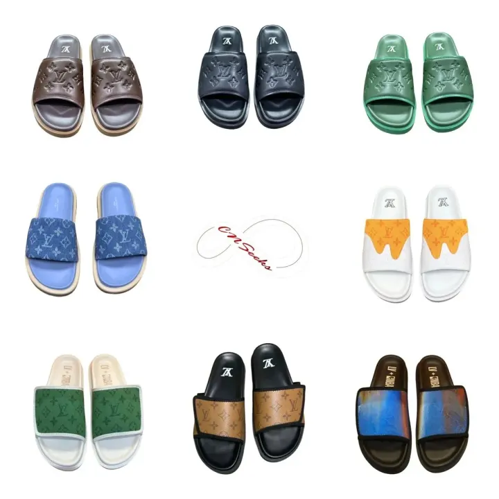 Vans Leather Monogram Slides - Multi-Color