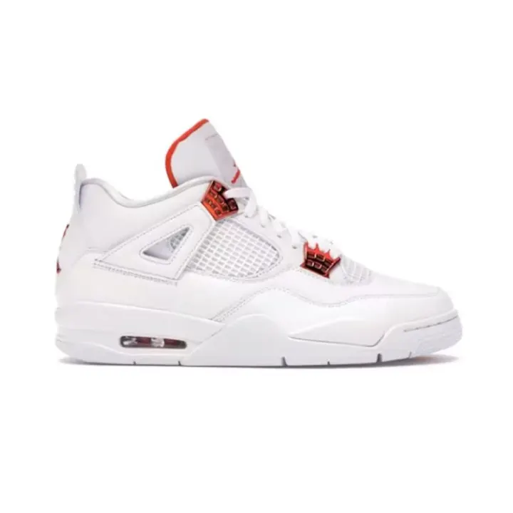 Jordan 4 Retro Metallic Orange Basketball Shoes - White