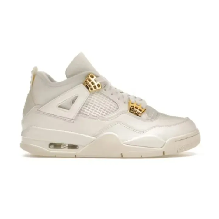 Jordan 4 Basketball Shoes in Cream with Metallic Gold Accents