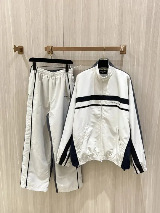 Balenciaga Cream Contrast Stripe Matching Set