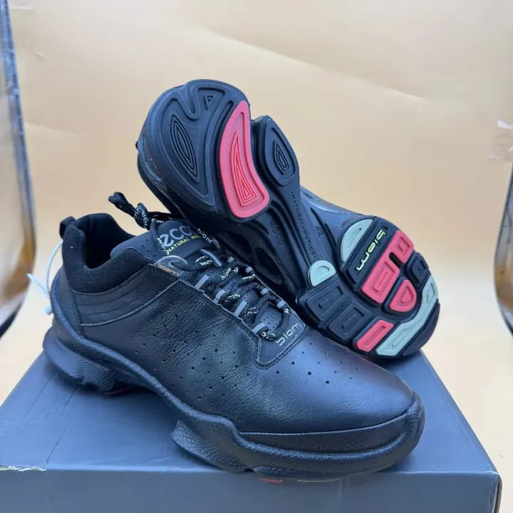 ECCO Black Leather Biom Sneakers with Colorful Sole