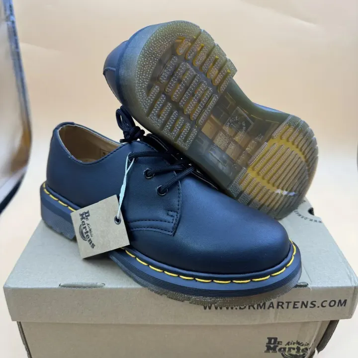 Dr. Martens Navy Leather Low-Top Sneakers