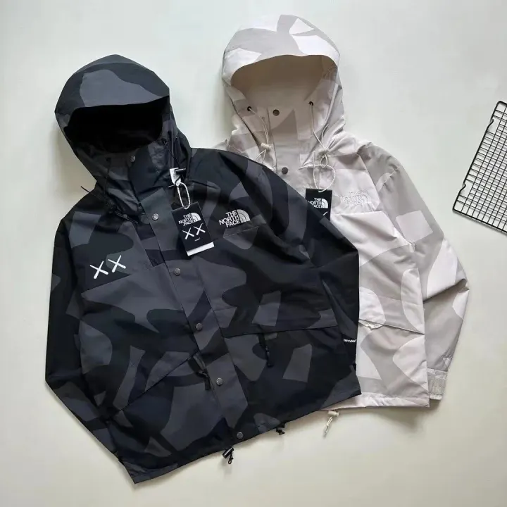 The North Face Black Camo Hooded Windbreaker Jacket