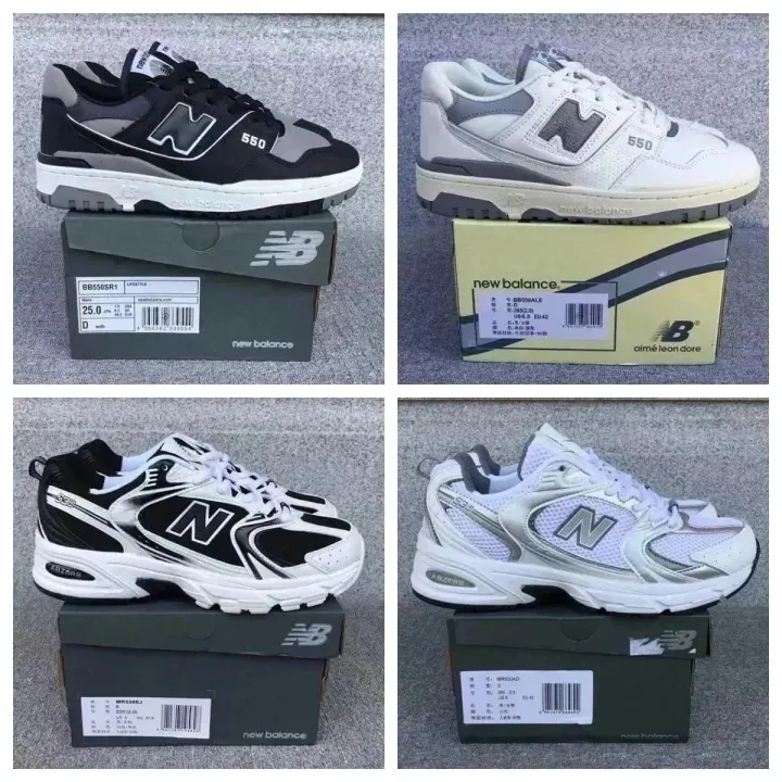 New Balance Casual Sneakers in Black, White, and Grey