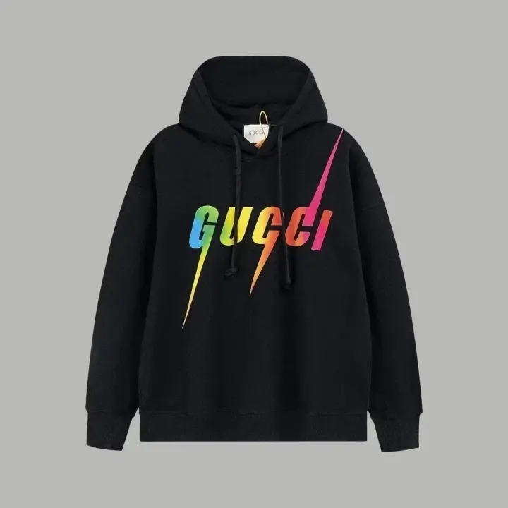 Schwarzer Gucci-Hoodie mit Regenbogen-Logo-Print