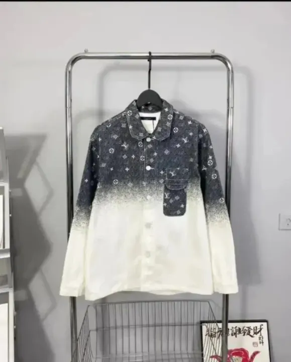 Kurtka dżinsowa Louis Vuitton z gradientowym monogramem w kolorze czarno-białym