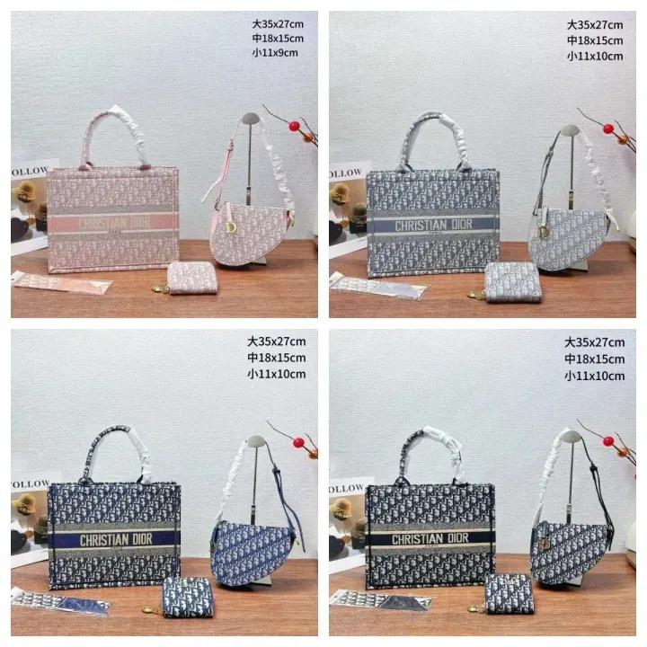 Dior Monogram Tote Bag in Pink and Blue