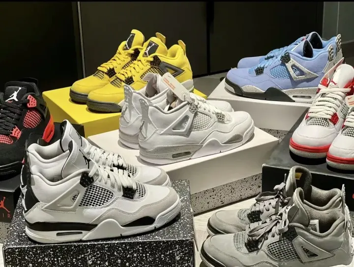 Jordan 4 Sneakers in White, Yellow and Blue Colorways