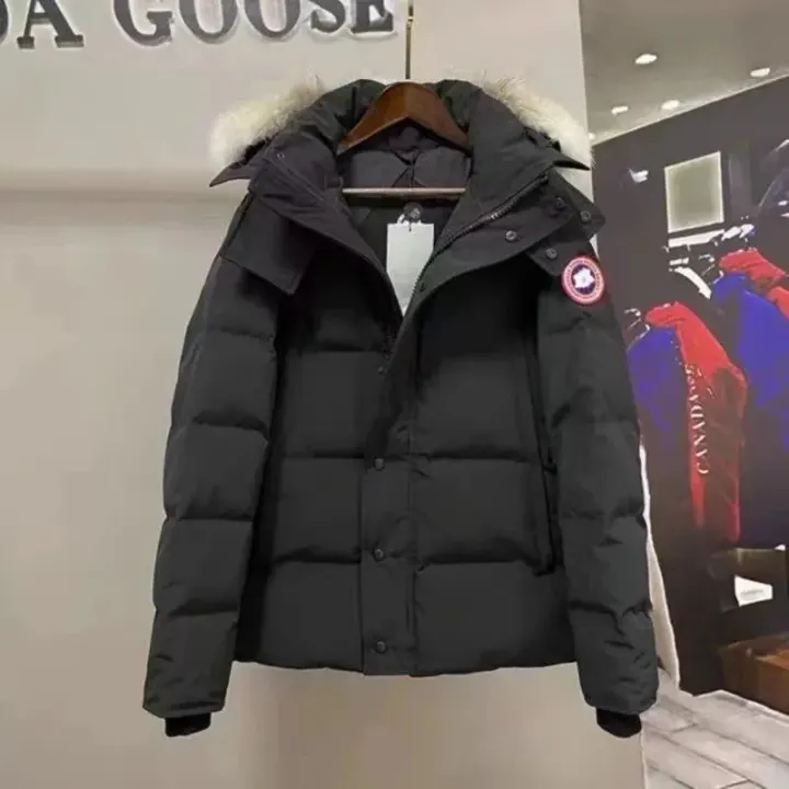 Canada Goose Black Puffer Jacket with Fur-Trim Hood
