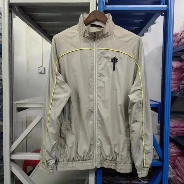 Trapstar Beige Windbreaker with Neon Piping