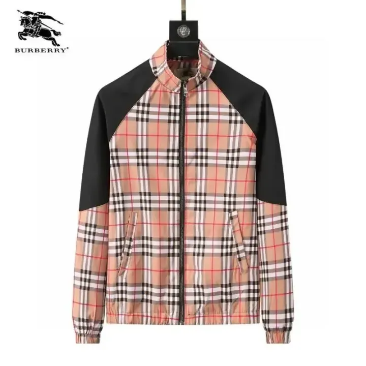 Burberry Beige Check Jacket with Black Sleeves