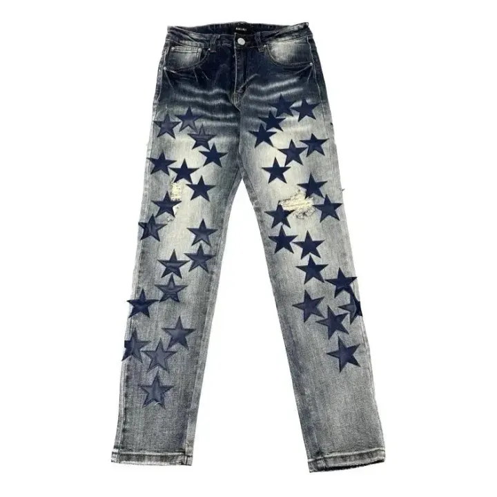AMIRI Blue Star Patch Distressed Denim Jeans