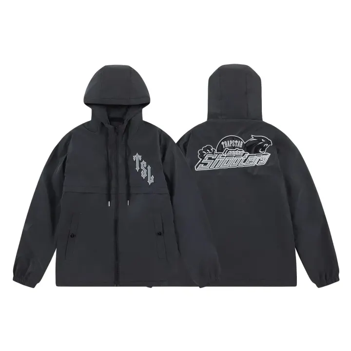 Trapstar Black Graphic Hooded Windbreaker