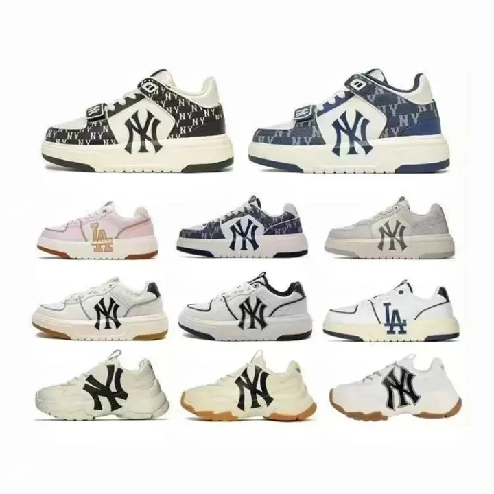 MLB Black Platform Sneakers with NY and LA Logos