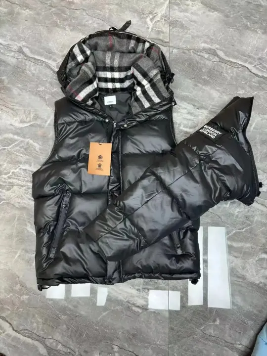 Burberry Black Puffer Vest with Detachable Sleeves