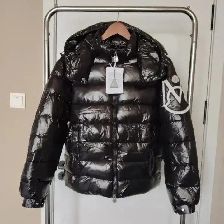 Moncler Black Glossy Hooded Puffer Jacket