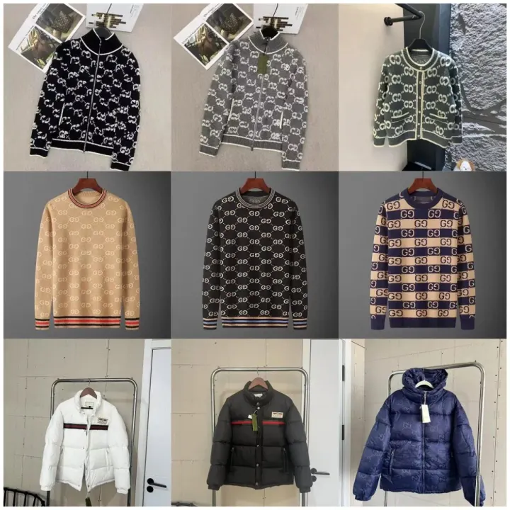 Puchowa kurtka Gucci w granatowym kolorze z monogramem