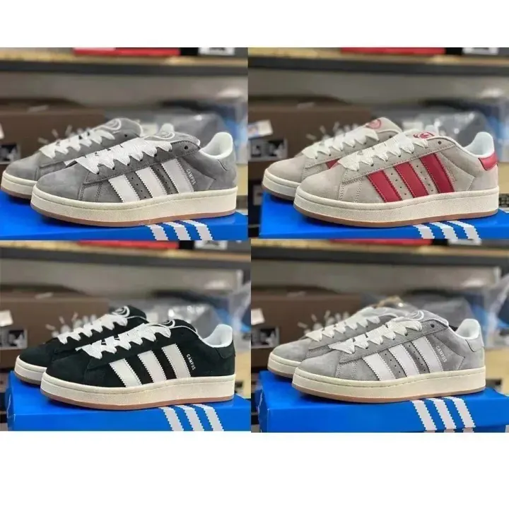Adidas Campus Suede Sneakers in Gray, Black, and Red