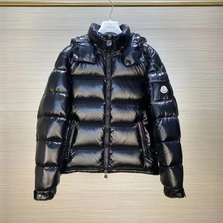 Moncler Black Glossy Hooded Puffer Jacket