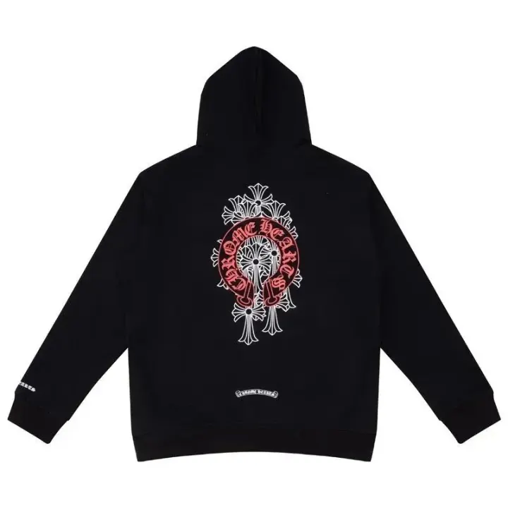 Chrome Hearts Black Hooded Zip-Up Jacket with Cross Back Graphic