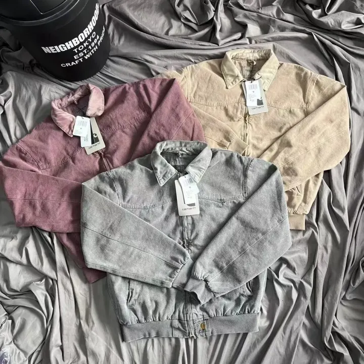 Carhartt Washed Canvas Bomber Jacket in Vintage Grey