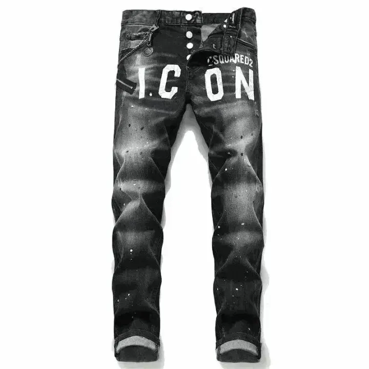 Dsquared2 Black Graphic Icon Denim Jeans