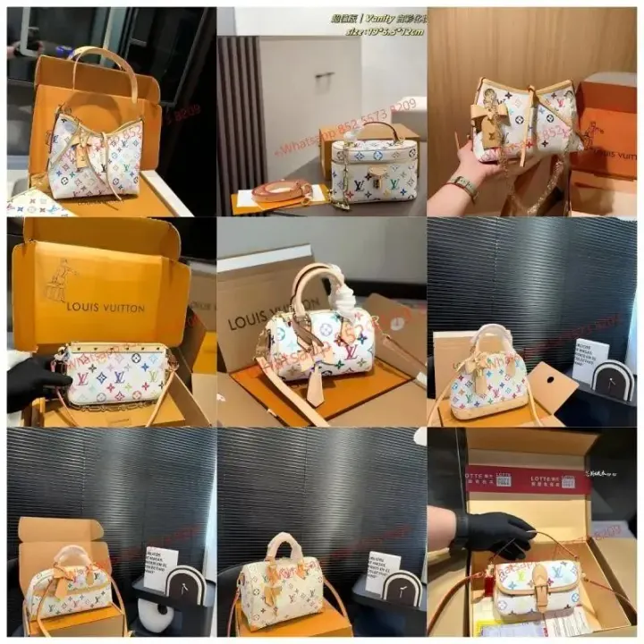 Weiße mehrfarbige Louis-Vuitton-Handtasche mit Monogramm